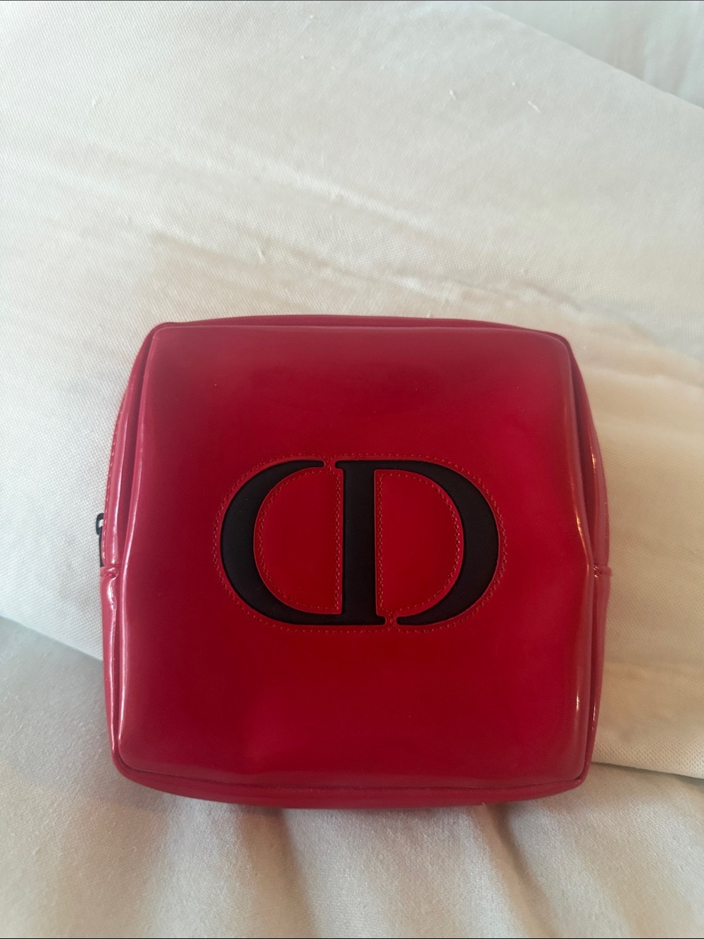 Christian Dior red cosmetic pouch